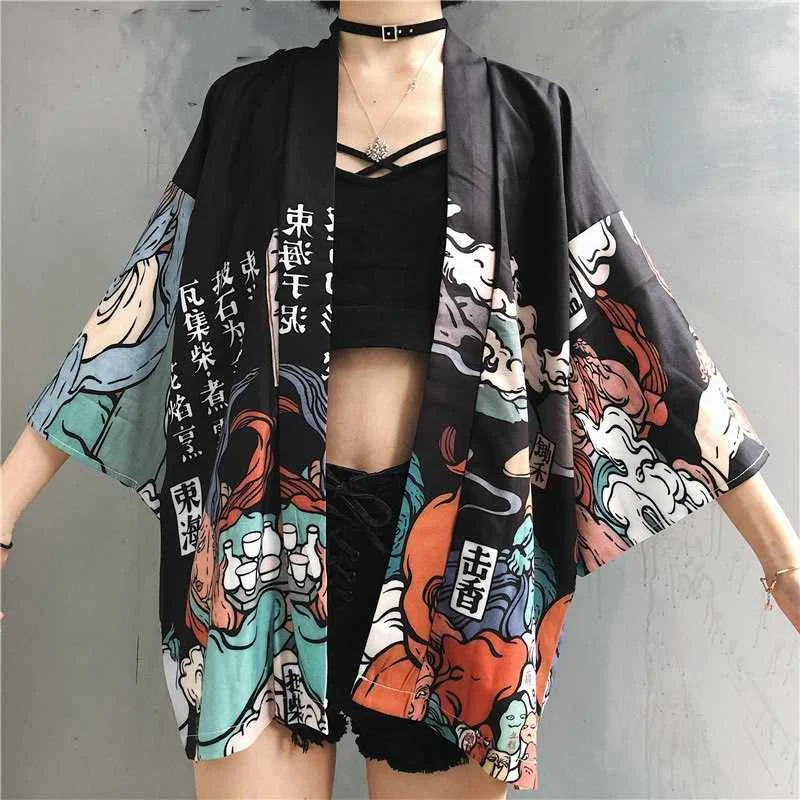 2021 harajuku kawaii shirt Japanese streetwear outfit kimono cardigan female yukata Japan Style blouse