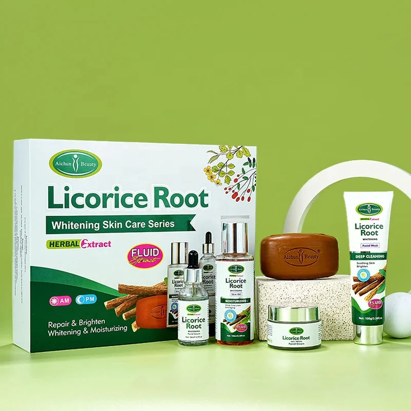Licorice Root 100% organic skin care set facial whitening brightening rejuvenating natural skin care products (new)