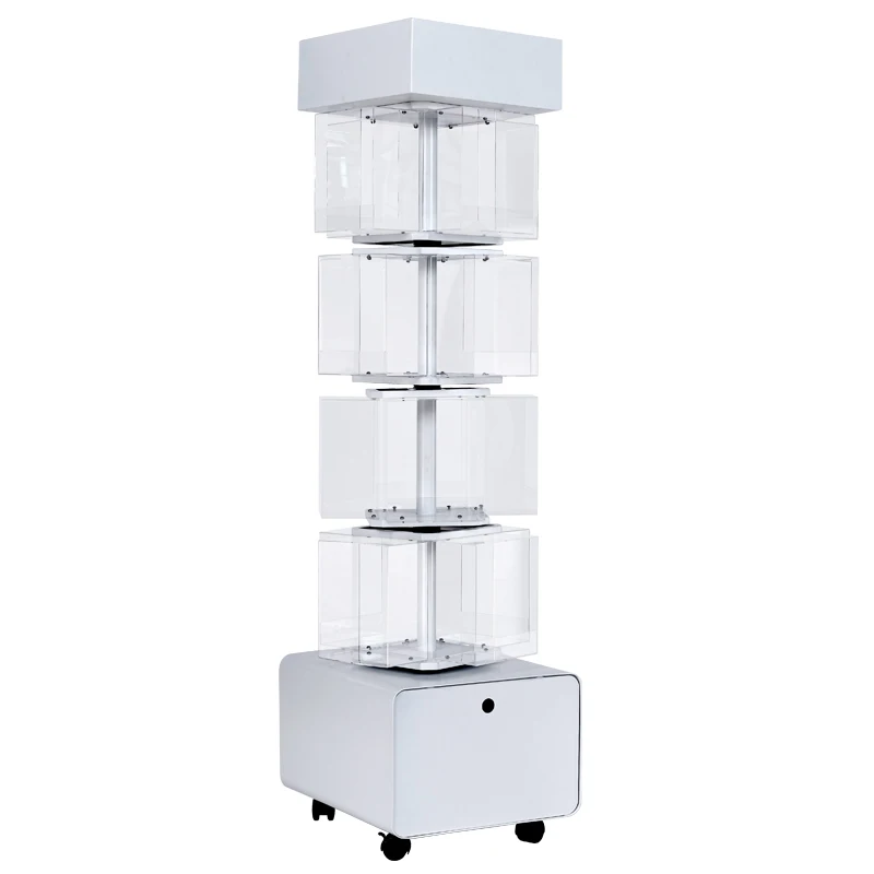 Custom Supermarket 4 Tiers Rotating Display Stand Metal Acrylic Display Stand Soda Drink Beverage Display Rack