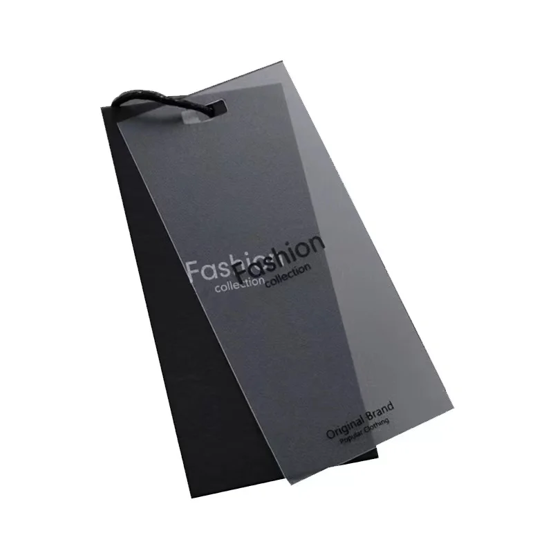 Luxury Fashional PVC Paper Hang Tag,Garment Accessories Black Clothing With Printing Logo