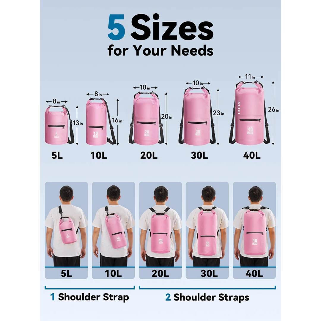 YOUK Custom Front Zippered Pocket Dry Bag with PVC Lining Waterproof Water Proof Bag for Travel Kayaking Unisex