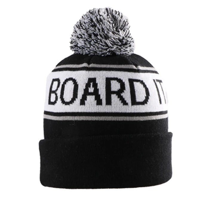 
Custom Made Your Own Logo jacquard Knit Beanie with Pom Pom 