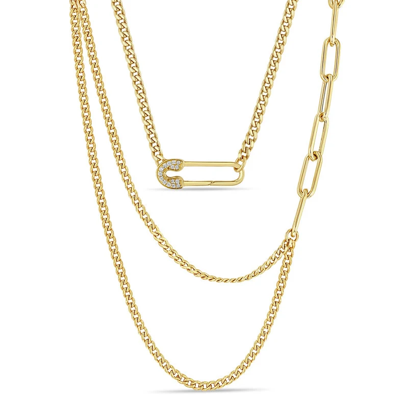 Custom logo Hip Hop Jewelry Paper Clip Charm Psj Brass Rose 18k Gold Plated Cubic Zircon Layered Cuban Link Chains Necklaces