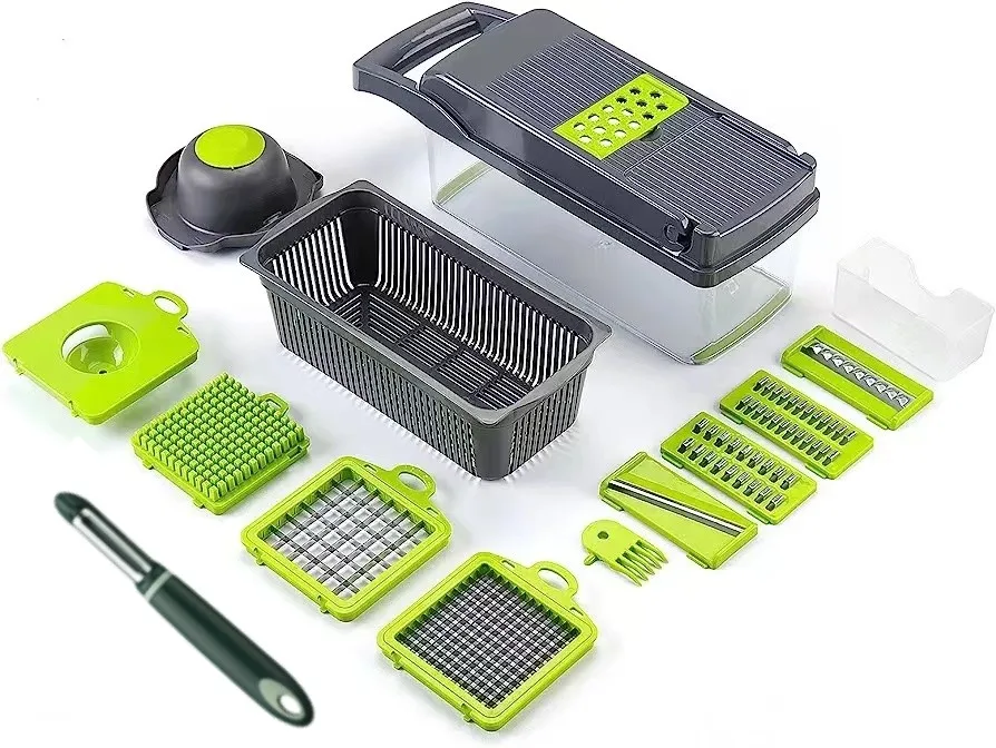 2023 New 15 in 1 vegetable chopper multifunctional all in one kitchen manual stainless steel slicer practical vegetable cutter