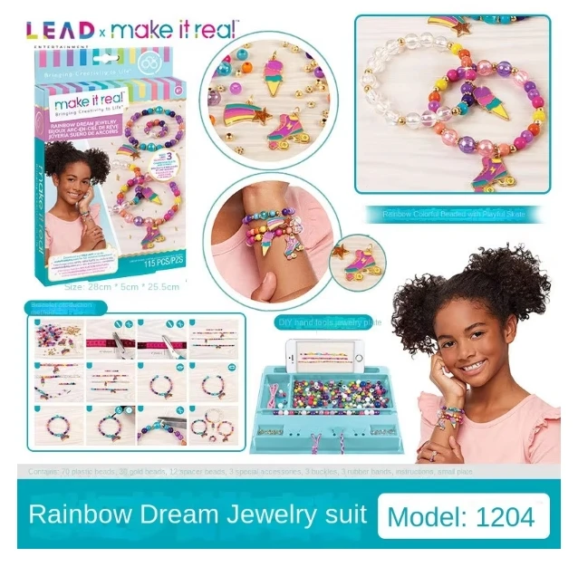 Kids Makeup Kit Handmade Gift DIY Beaded Bracelet with Swarovski Crystals for Fashionable Girls Jewelry Workers Plastic Components Hand-Beading