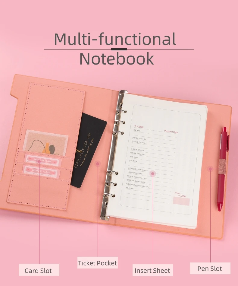 B5 Luxury Notebook Gift set Loose-leaf Leather Notebook And Pen Set Magic Notebook Set