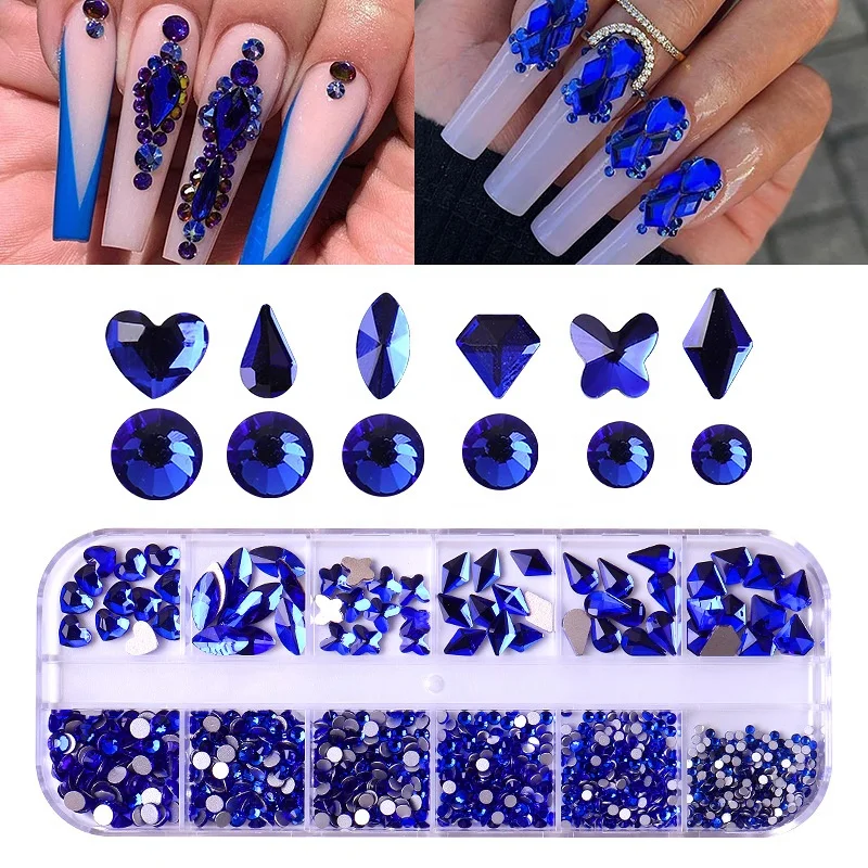 New Colors Crystal AB Rhinestones Nail Art Decorations Mixed Size Aurora Shiny Flat Back Nail Stones Box Kit Accessories