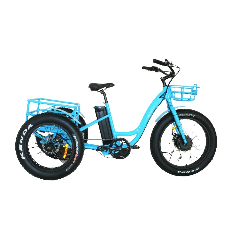 Factory supply electric mountain bike aluminum farme 3wheel tricycle with basket for cargo carry
