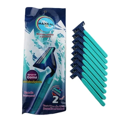
Twin Blade Rubber Grip Razors Rubber Disposable Razor with Lubricating Strips for Men and Women 
