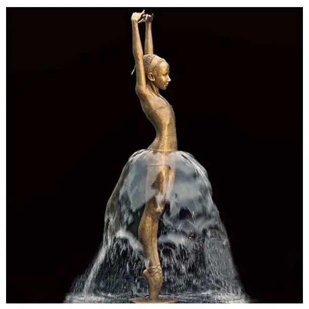 City Decorative Life Size Dancing Ballerina Fountain Ballet  Bronze Girl Fountain Statue Sculpture