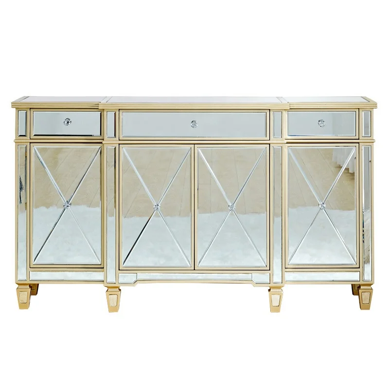 American Style Elegant Customized Mirrored Furniture Mirrored Console Cabinet For Hotel
