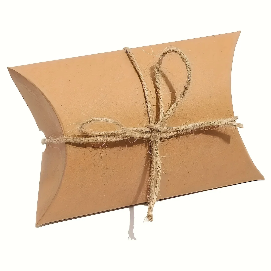 Eco Friendly Branded Wedding Favors Gift Box Golden Stripe Dot Decorative Christmas Treat Pillow Shape Box