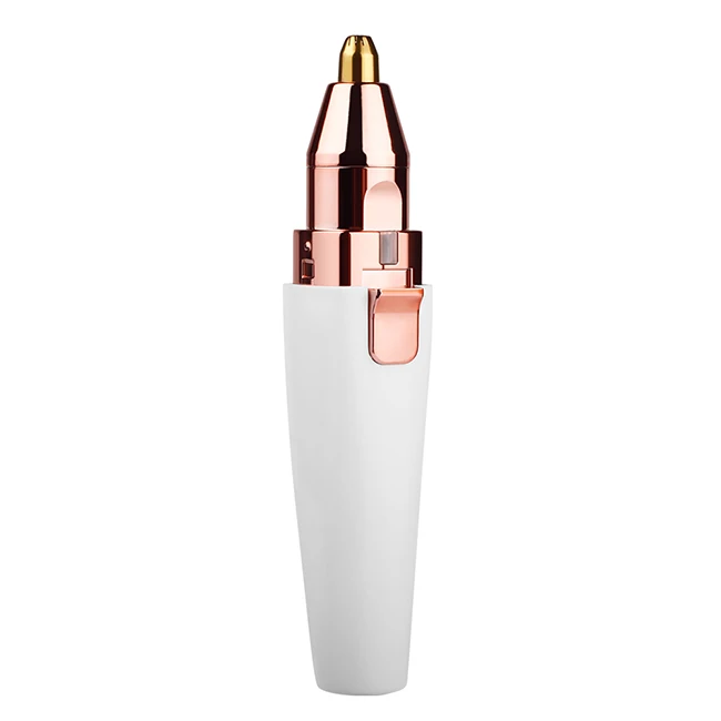 White And Gold Portable Facial Hair Removal Device  Painless Epilator Mini Electric Eyebrow Trimmer