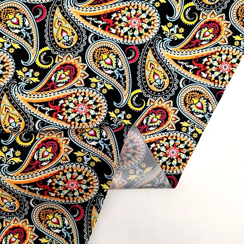 YH8-8042 Ready to ship retro paisley floral print fabric suit jacket lining soft interlining 100%polyester digital printed satin