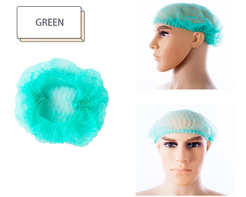 Junlong Non Woven Hair Net Breathable Anti Dust Hair Net Cap Disposable Bouffant Cap Non-Woven Nurse Mob Caps