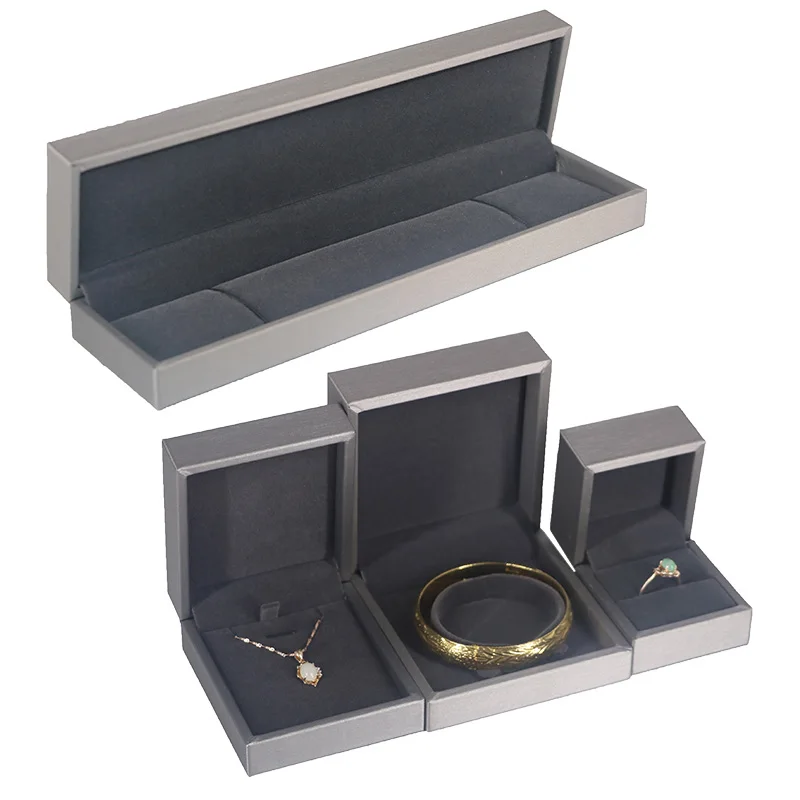 Custom Luxury Silver PU Leather With Logo Elegant Jewelry Set Box