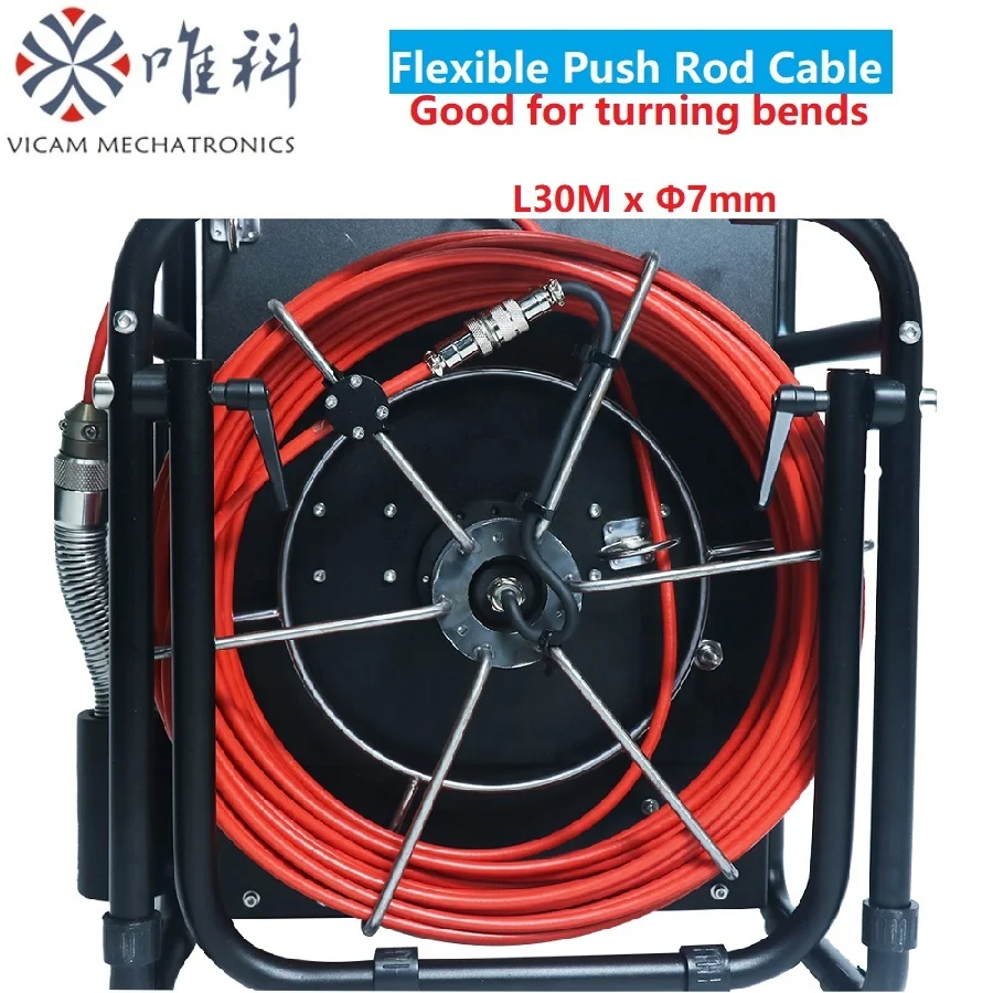 Vicam Portable 33mm 360 Rotation Sewer Camera 8 Inch Screen 1080P Pipe Inspection Camera 512Hz Sonde 30m Drain Pumbling Camera
