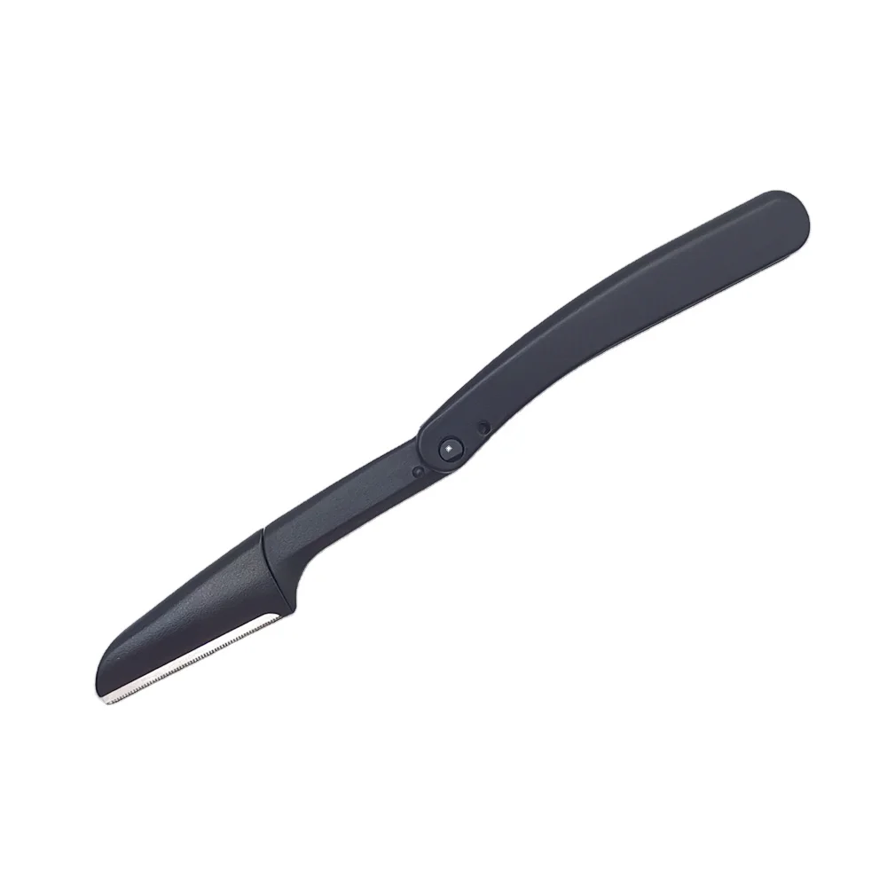 High quality black eyebrow trimmer with stainless steel blade Plastic handle manual Eyebrow knife