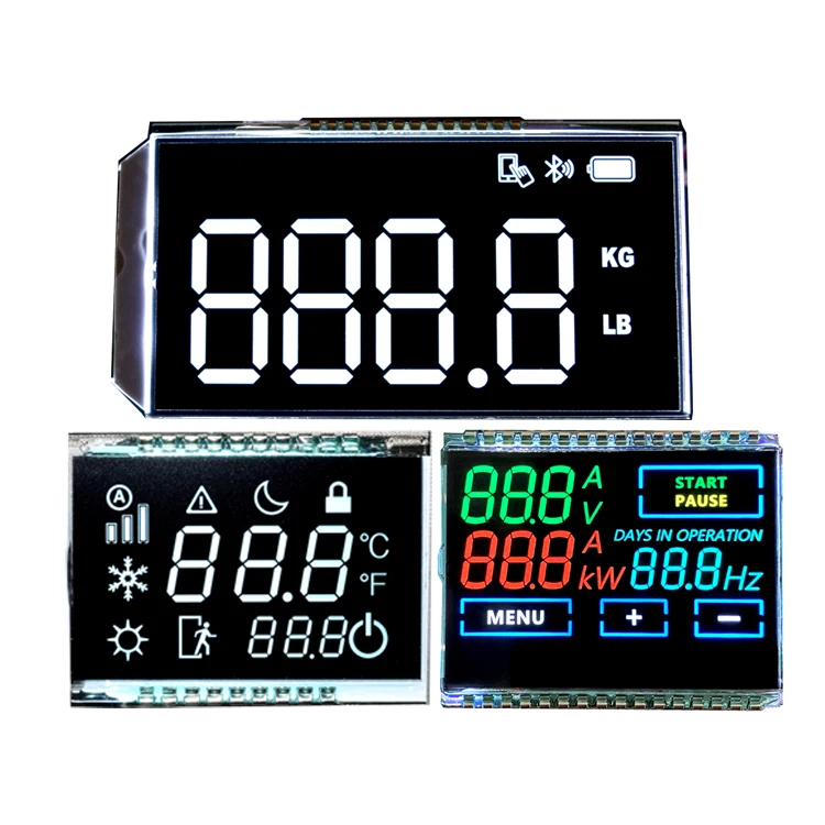 Customized High Contrast VATN 7 Seg Display Color White On Black VA Negative LCD Segment Touch For Power Meter