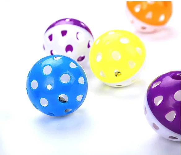 
Colourful pet kitten play plastic balls cat toys bell pet training ball cat toys 