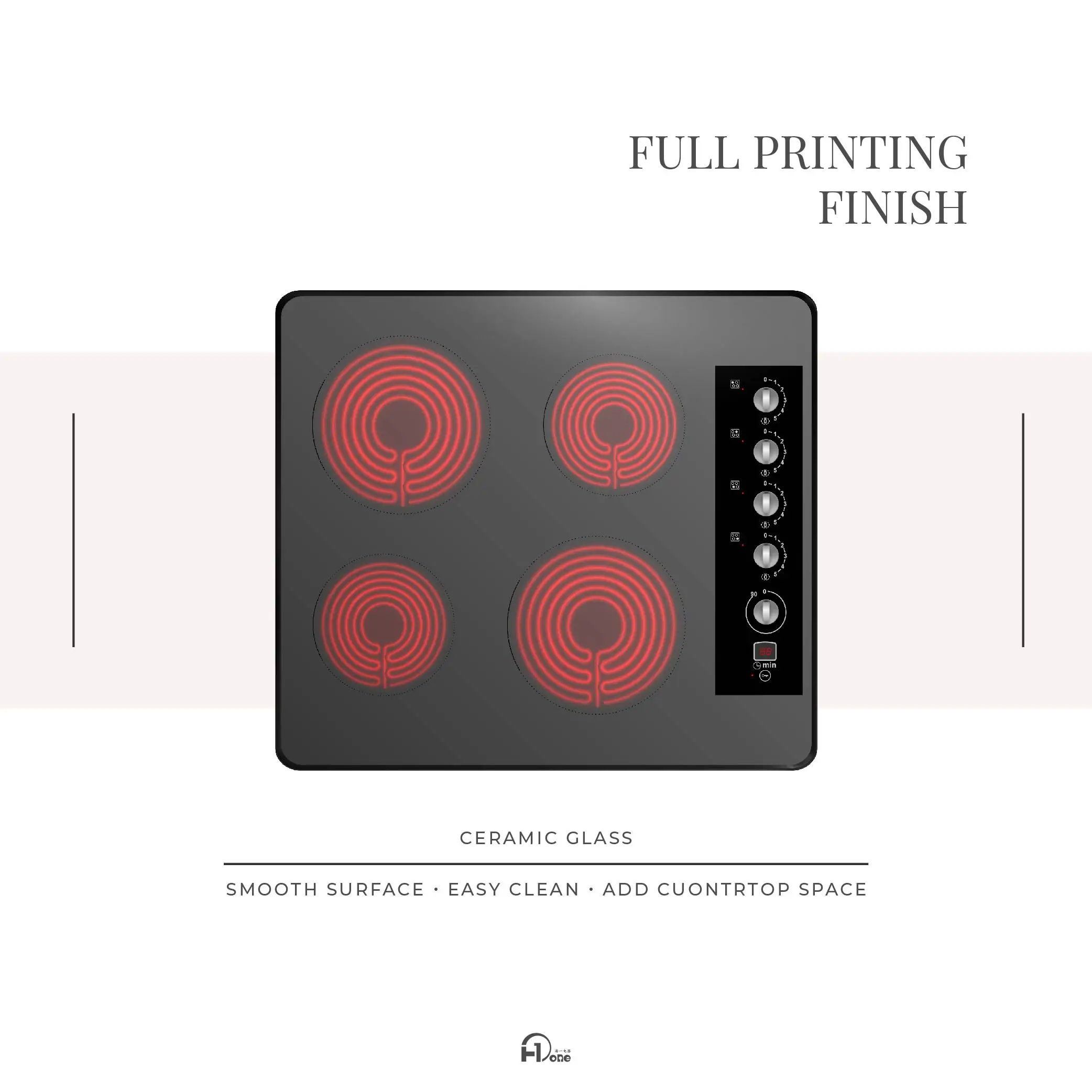 Электрическая варочная панель, 24 дюйма, 4 горелки, 9 уровней нагрева, автоматическое отключение, защита, жесткий провод, без разъема