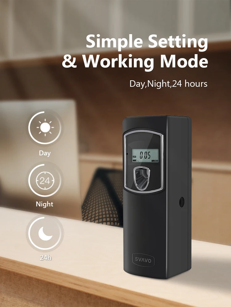 Toilet motion sensor lcd battery operated automatic air freshener wall mounted  fragrance spray perfume dispenser