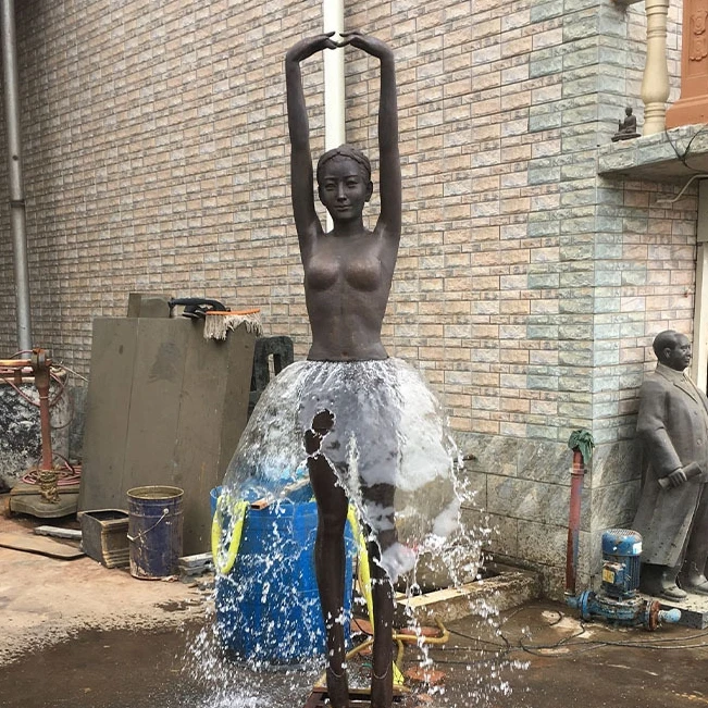 Custom Outdoor Garden Life Size Bronze Ballerina Ballet Dancing Girl Statue Water Fountain