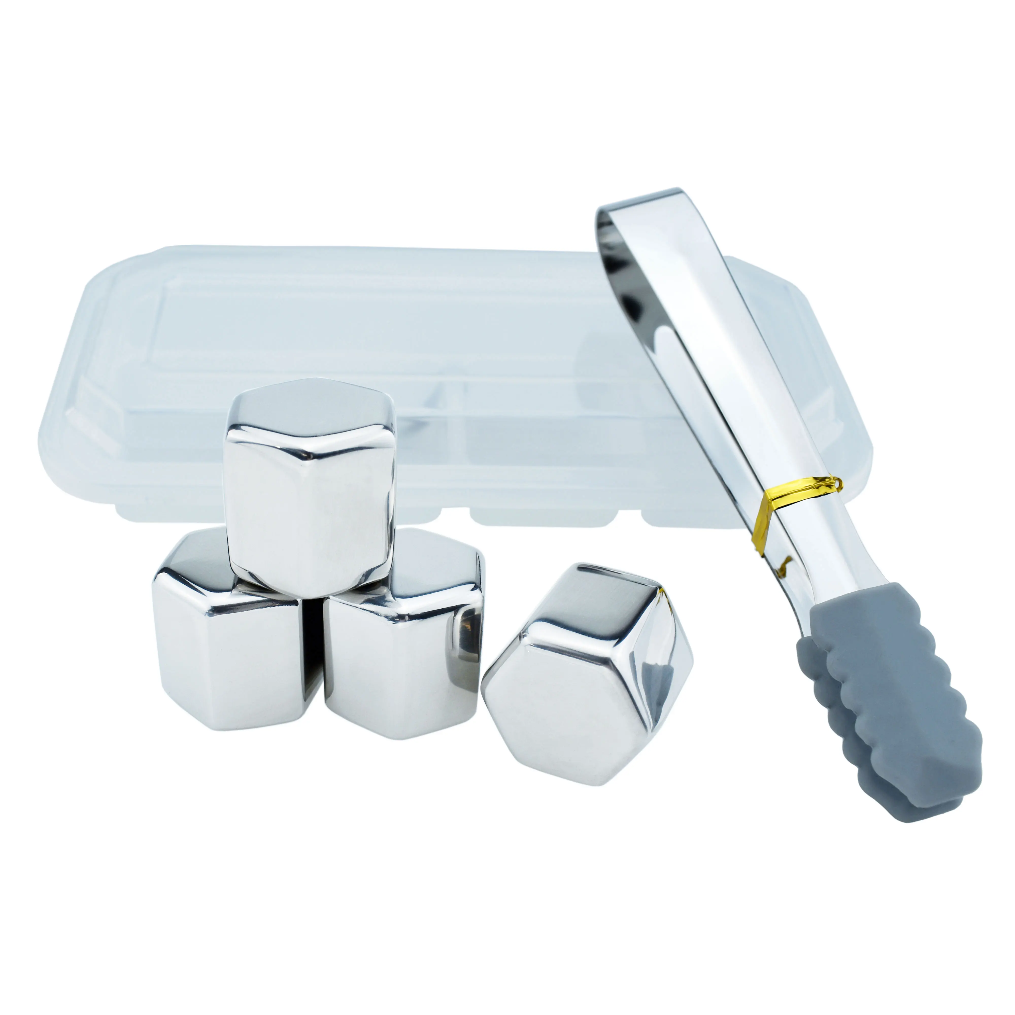 Gift set 4 pcs  wine coolers hexagon shaped stainless steel ice cube wine whiskey stone