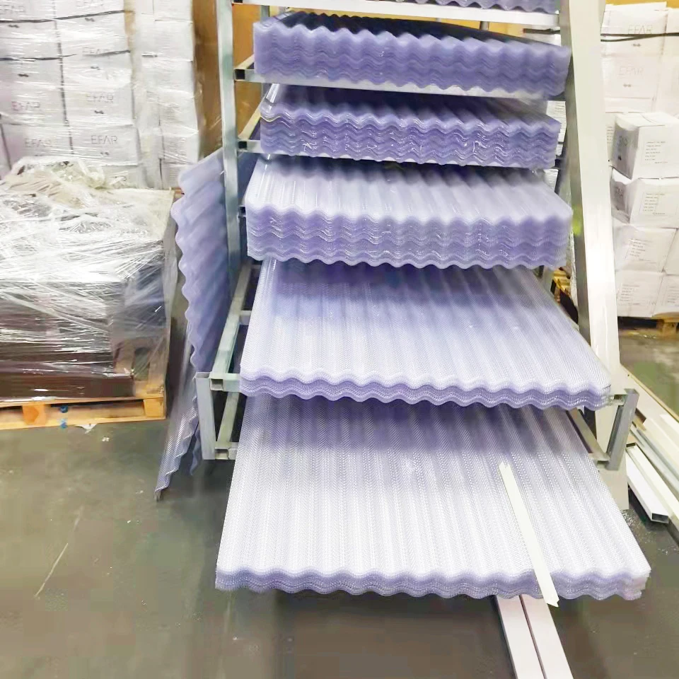 Antiscratch coated polycarbonate sheet plastic waved  crystal diamond pannelli in policarbonato