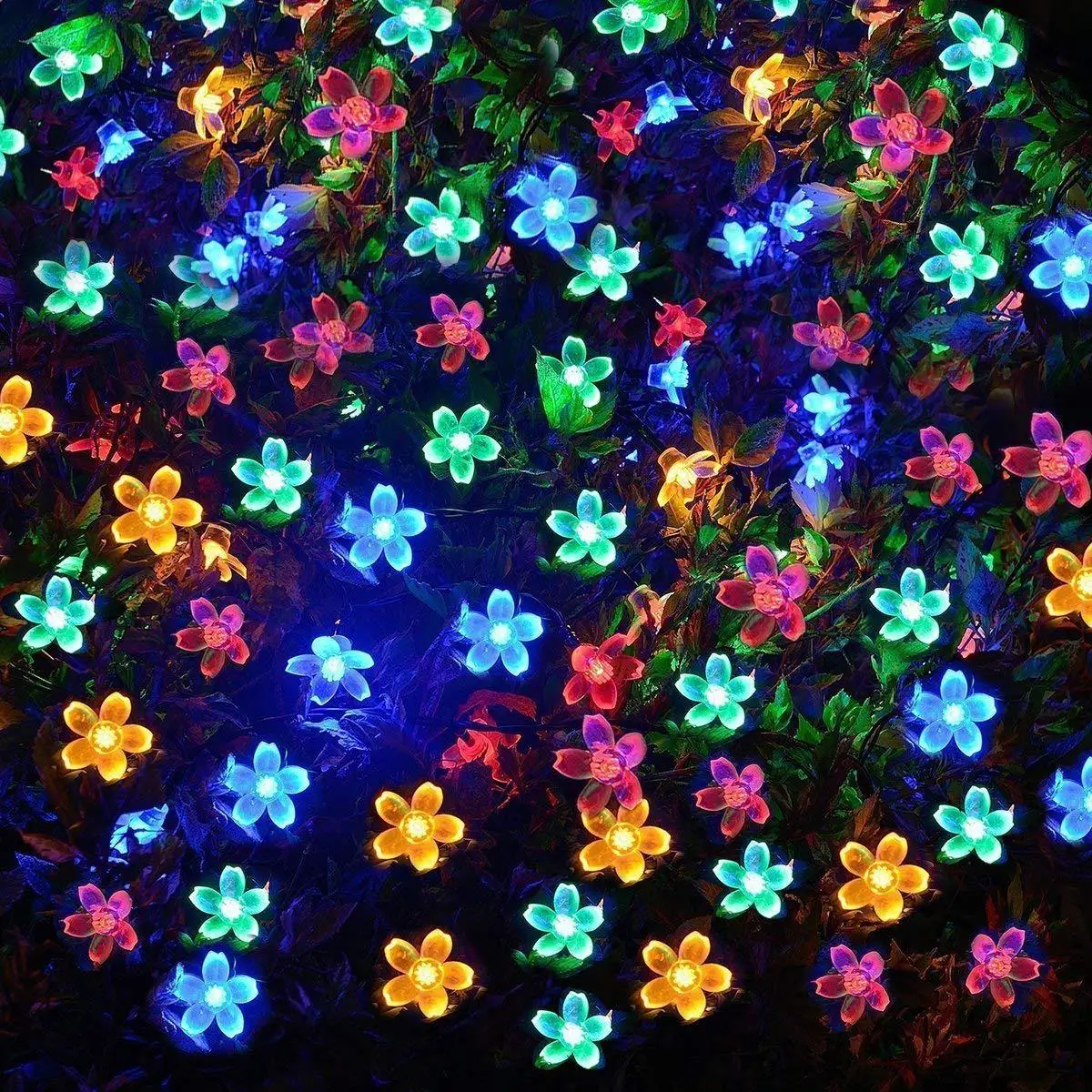 Indoor or Outdoor Solar Flower Led String Fairy Light 50 LED Outdoor Garden Patio Fairy String Light Christmas Garland Light