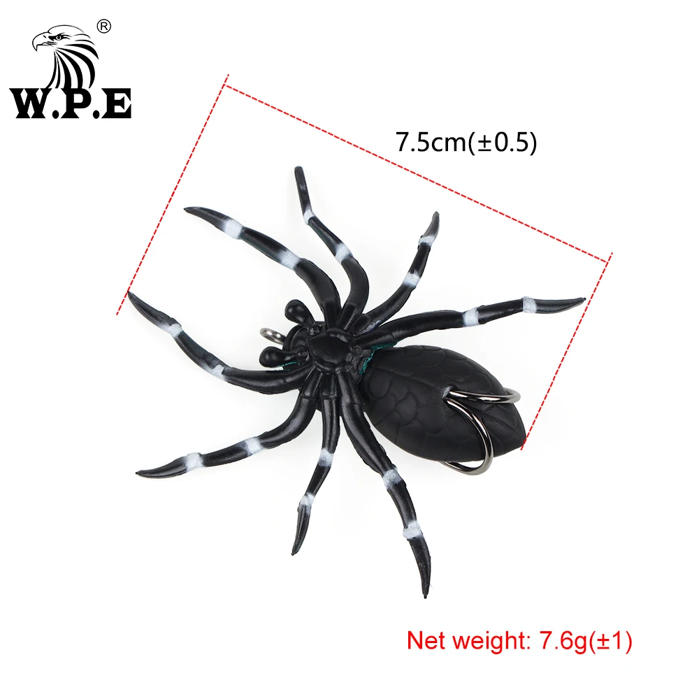 W.P.E Hot Selling 7.5cm 7.6g 8colors Floating Spider Lures Artificial Soft Rubber Fishing Baits Fishing Lures