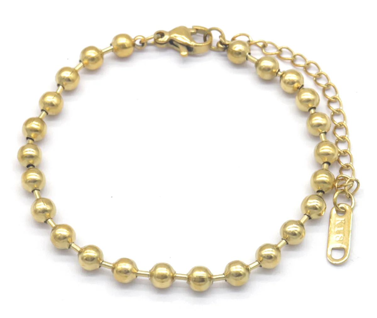 B090-008 1 Halo gold stainless steel women ball chain bracelets et bracelets