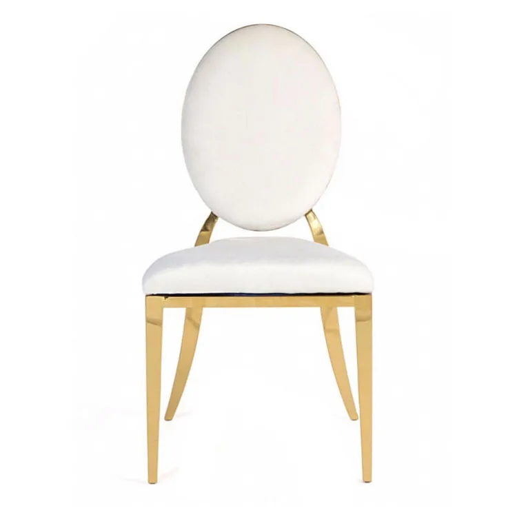 Professional Hotel Decoration Use Gold Stackable Round Back Stainless Steel Chairs For Sale