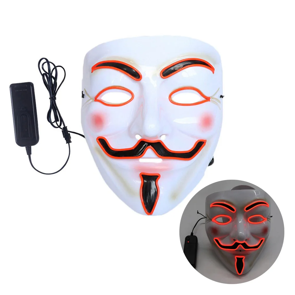 Halloween Anonymous Hacker LED Mask,Cosplay Vendetta light up glowing luminous mask