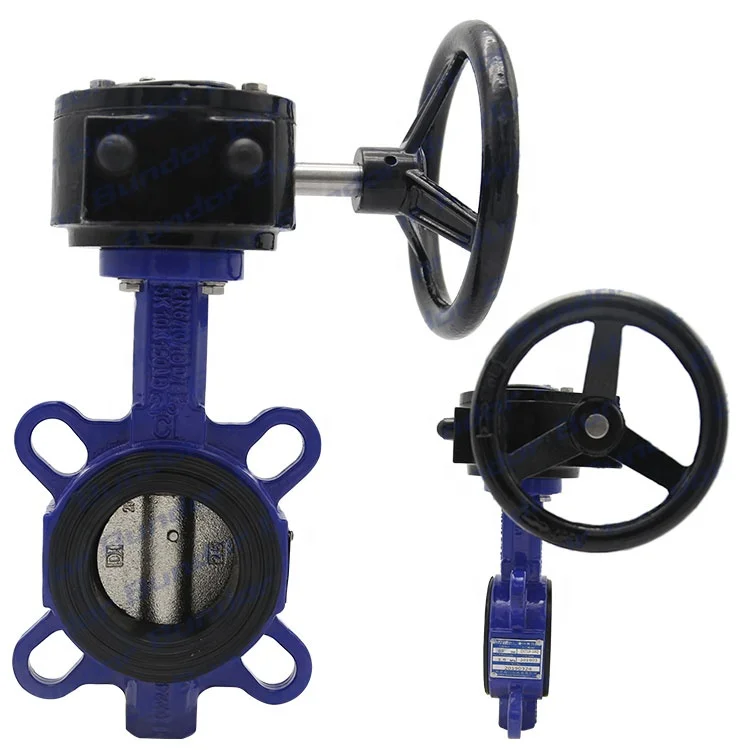  Bundor DN50-1200 150LB worm gear operated wafer type soft seal butterfly valve price