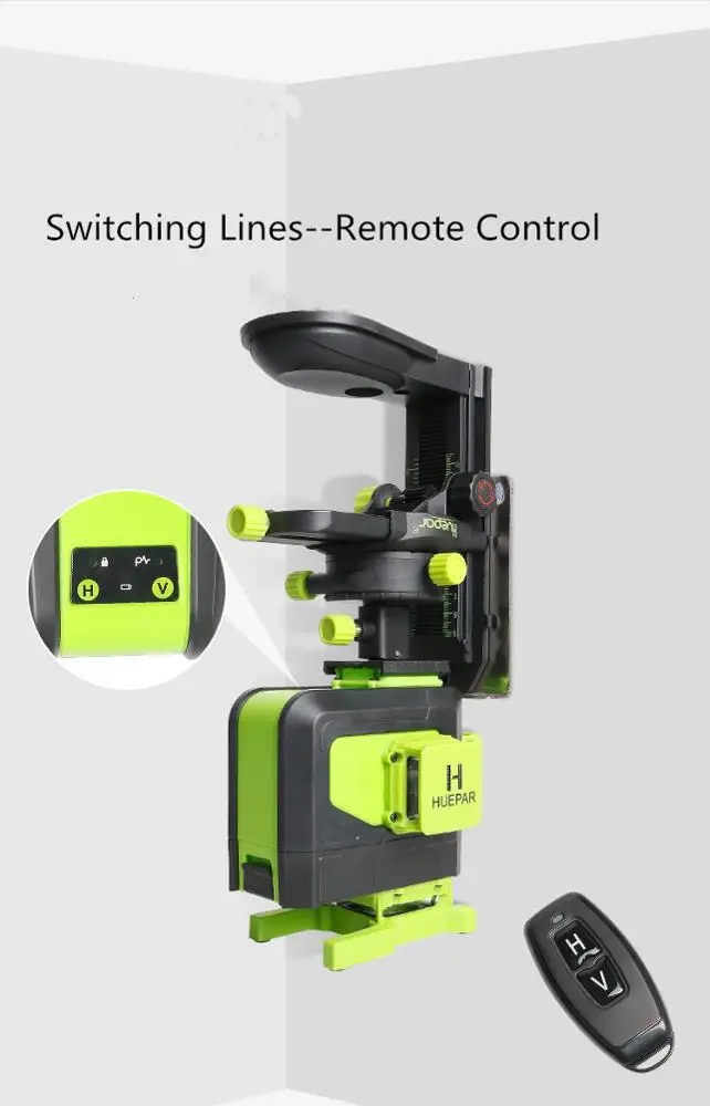 Huepar remote control 904DG For Tile,Green self-leveling 360 degree horizontal&vertical 16 multi lines 4D flooring laser level