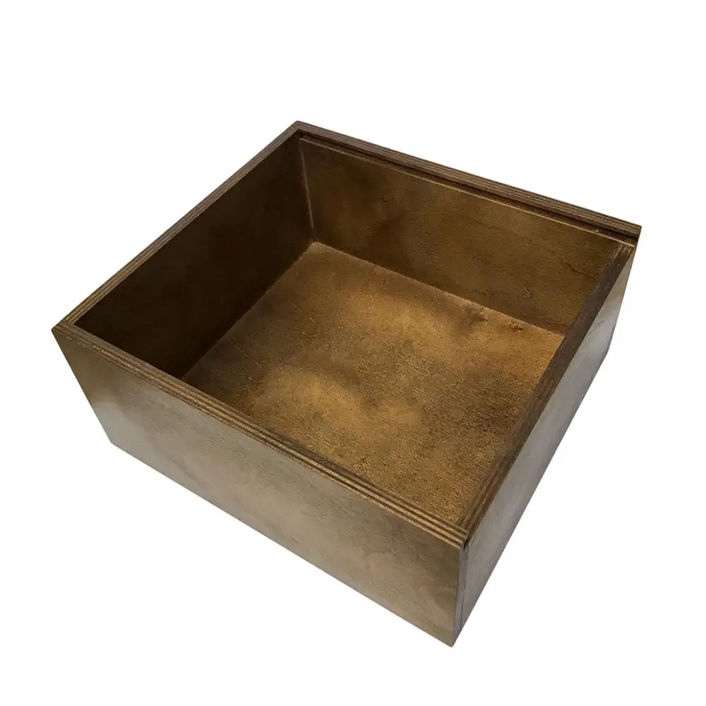Cheap Unifinised Wooden Plywood Box Sliding Lid Jewelry Box Wholesale