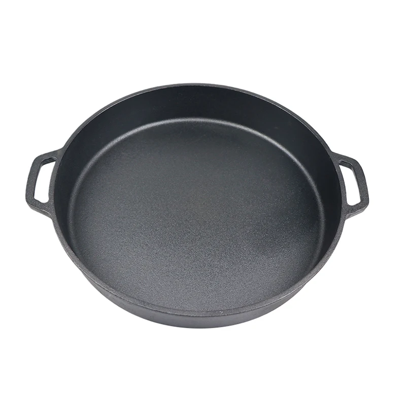 Two Ears Roasting Pan Round Cast Iron Frying Pan Big Size Outdoor Paella Pan