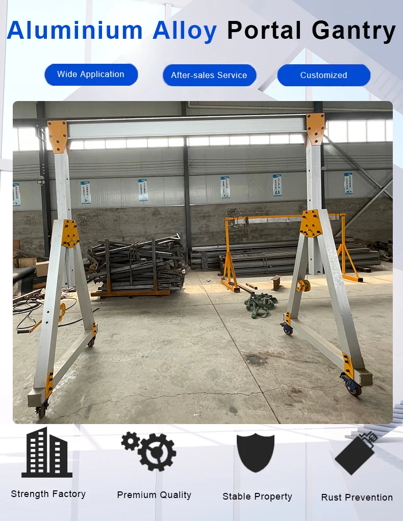 Gantry Crane Alloy Small Electric Portable Mobile Aluminium Fast Dismantling Installation 360 Degrees Rotary Folding 2T 3T 5T