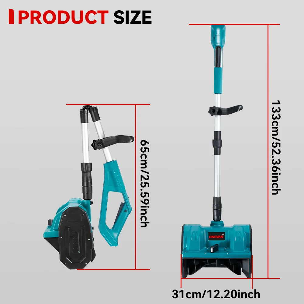 ONEVAN 2500W Brushless Electric Snow Plow 250mm Snow Sweeper Cordless Snow Shovel Clean Street Courtyard For Makita 18V Battery