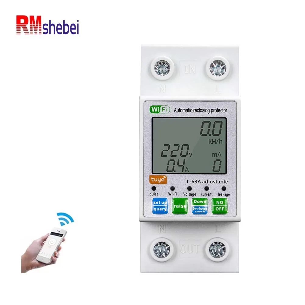 RMshebei wifi circuit breaker digital display smart timer kilowatt hour meter 1-63a remote switch smart home improvement