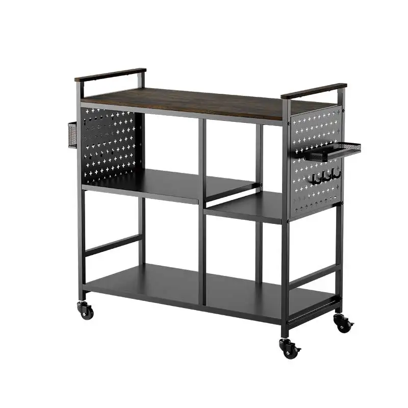 Wireking Baker Rack 3 Tier Metal Kitchen Storage Rack Microwave Oven Shelf Multipurpose Storage Rack With Diy Pegboard