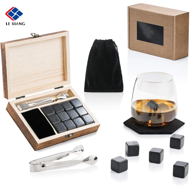 
2021 amazon top-selling Wholesale natural Sipping whiskey stones chilling whisky ice stone with logo for gift set 