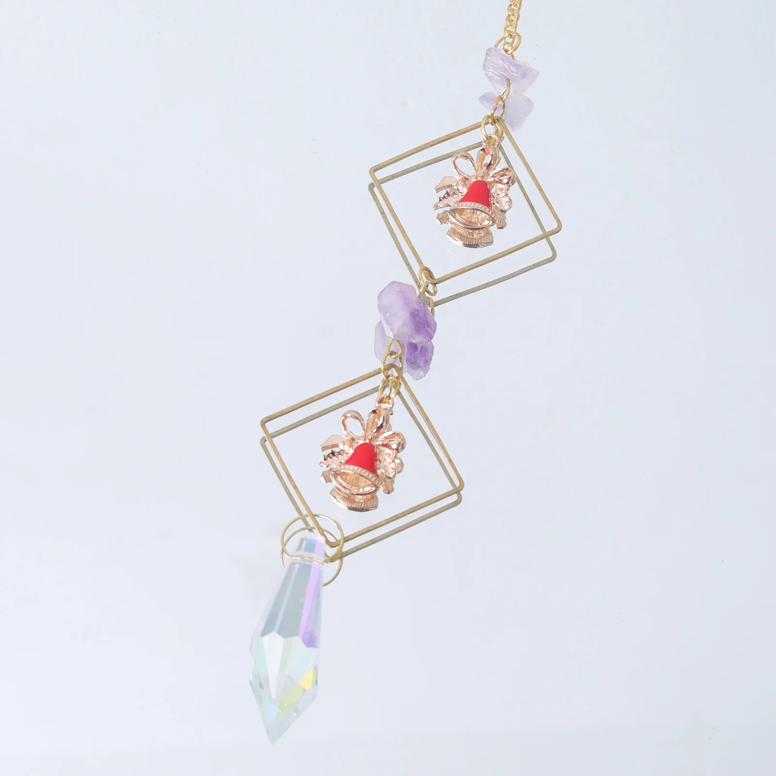 Little Red Christmas Bells  Hanging  Decorations Gift   Home Decors Crystal Suncatcher