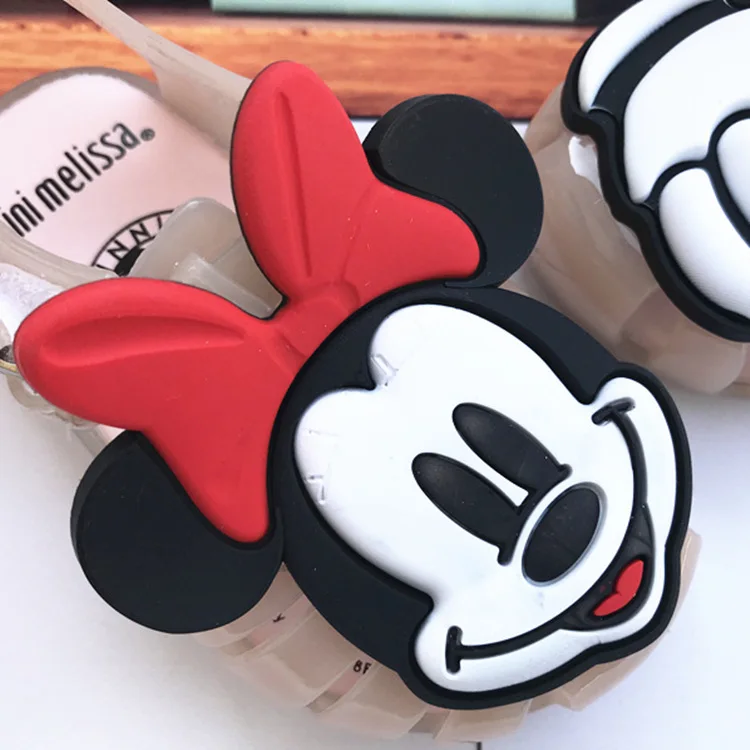 Детские сандалии-желе в греческом стиле, Нескользящие, с рисунком Микки и Минни Маус, плоская подошва, унисекс