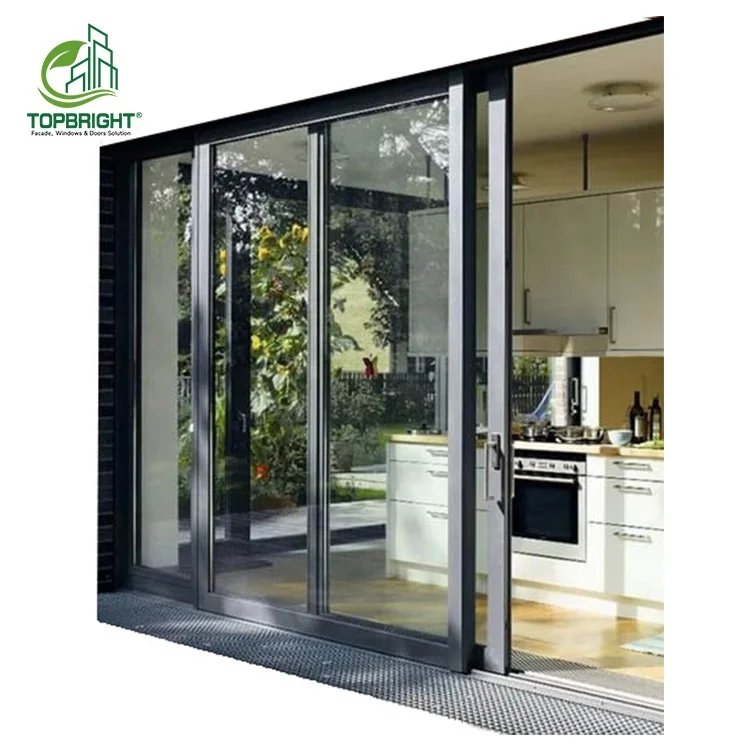 High quality tempered glass doors slide retractable screen aluminum sliding doors patio door