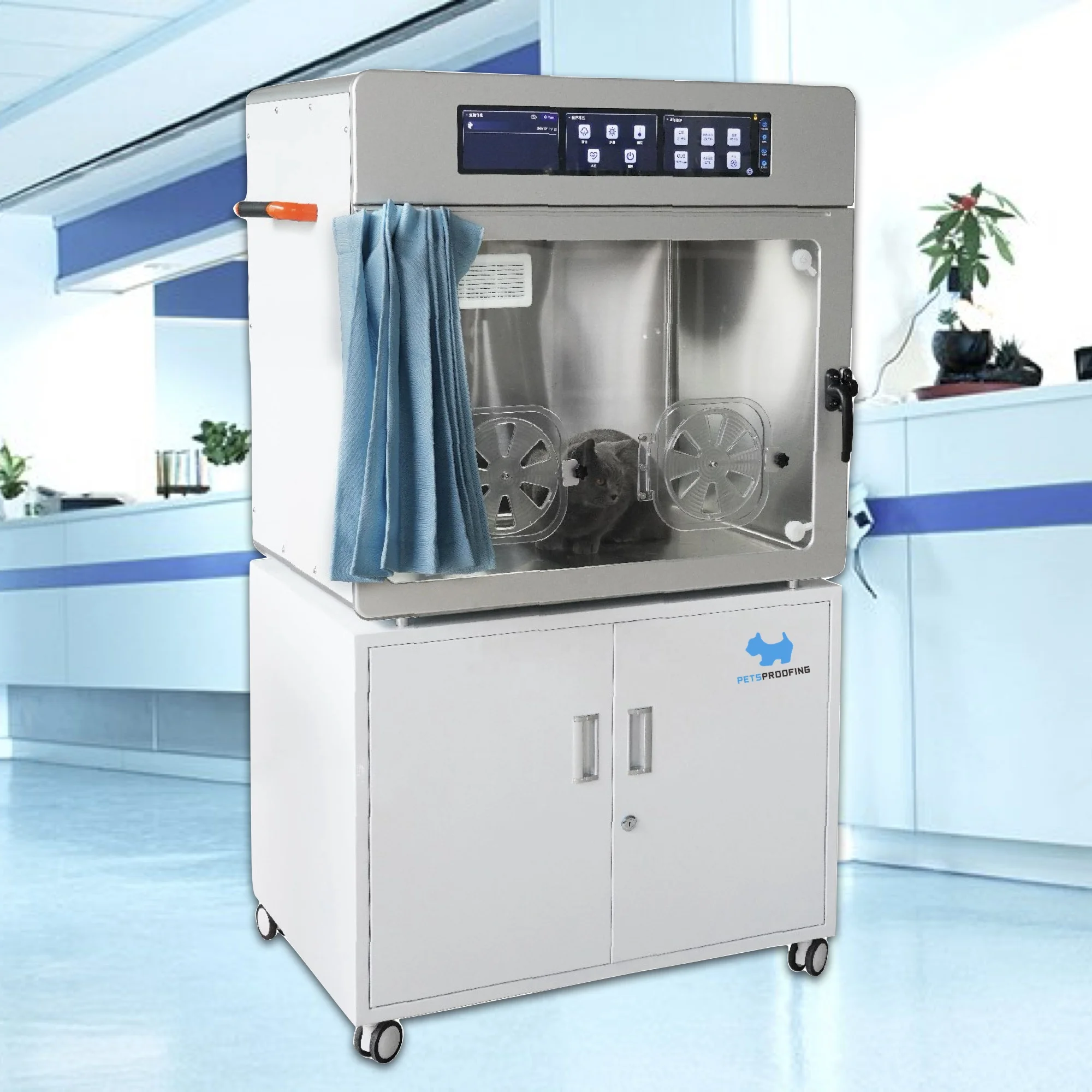 PETSPROOFING clinic hospital vet animal pet incubator Veterinary Intensive Care Unit oxygen dog ICU Cages for Vet Clinic