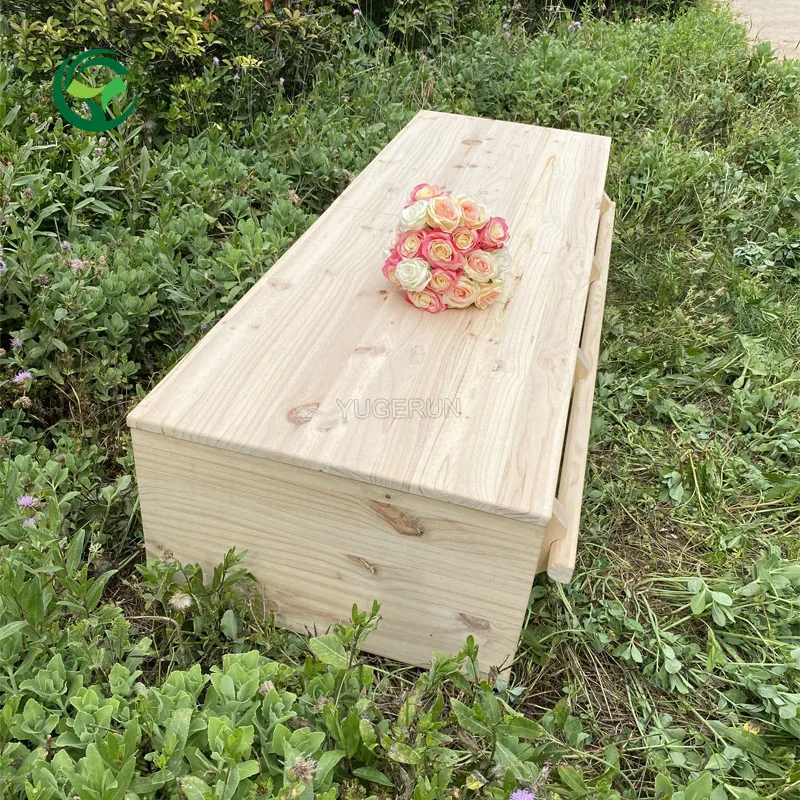 Funeral Supplies Eco Cremation Wood Simple Casket America Adult Funeral Coffin Solid Pinewood Coffin for Natural Woodland Burial