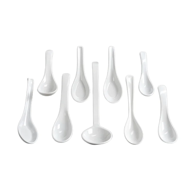 Food Grade High Quality White Plastic Ramen Noodle Bowl Soup Spoon Melamine Spoon