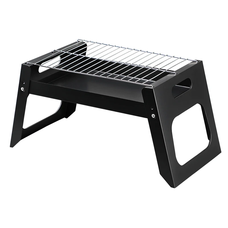 Folding Portable Barbecue Charcoal Grill Barbecue Outdoor Smoker BBQ Iron Body with Stainless Steel Net-HD43021-L